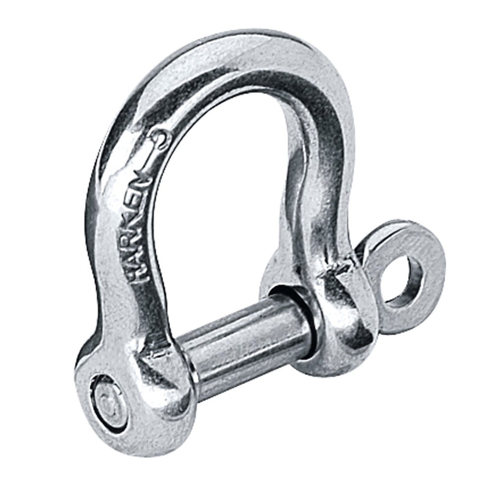 Harken 4mm shallow bow shackle with stainless steel construction, used for sailing rigging and marine applications.