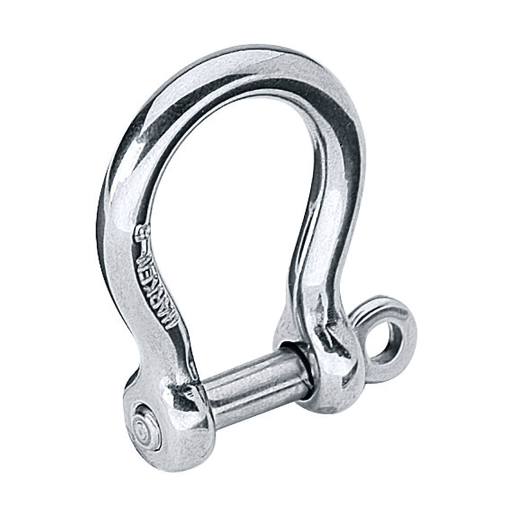 Harken 5mm bow shackle with stainless steel pin for sailing or marine rigging, showing the shiny metal and compact design.
