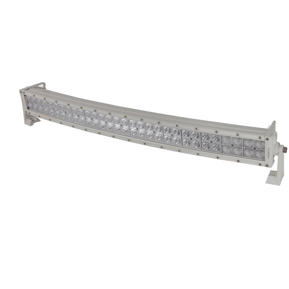 HEISE Dual Row Marine LED Curved Light Bar, 30-inch, bright LED lighting for boats, with multiple LED clusters for enhanced visibility.