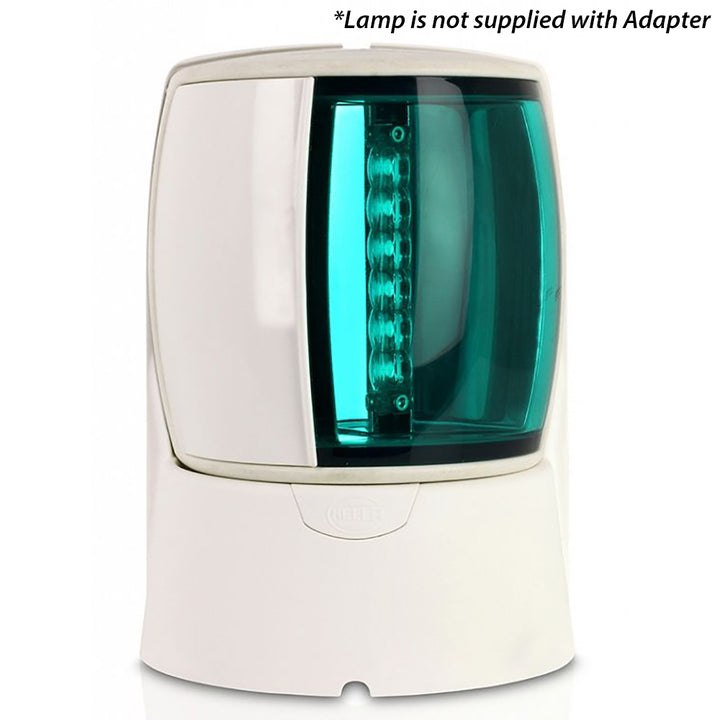 Hella Marine NaviLED PRO deck mount adapter in white, designed for marine navigation lights and accessories.