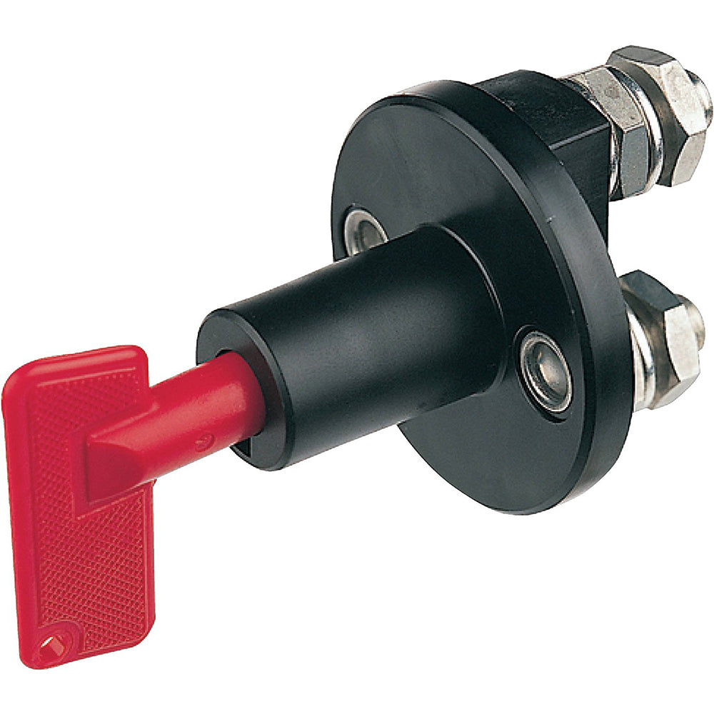 Hella Marine 50A Master Battery Switch for marine battery management, with black toggle handle and durable construction.
