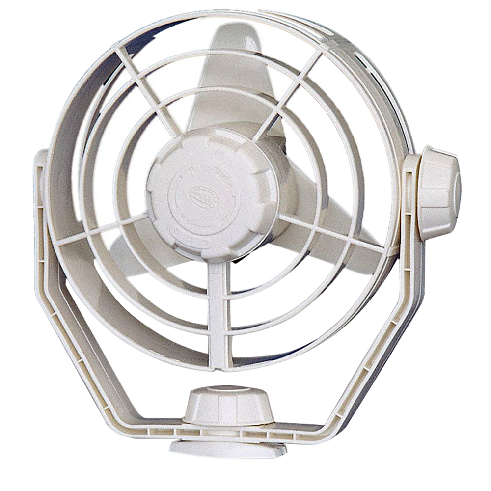 Hella Marine 2-Speed Turbo Fan in white, 12V marine fan with adjustable speed settings, compact and durable for boat ventilation.