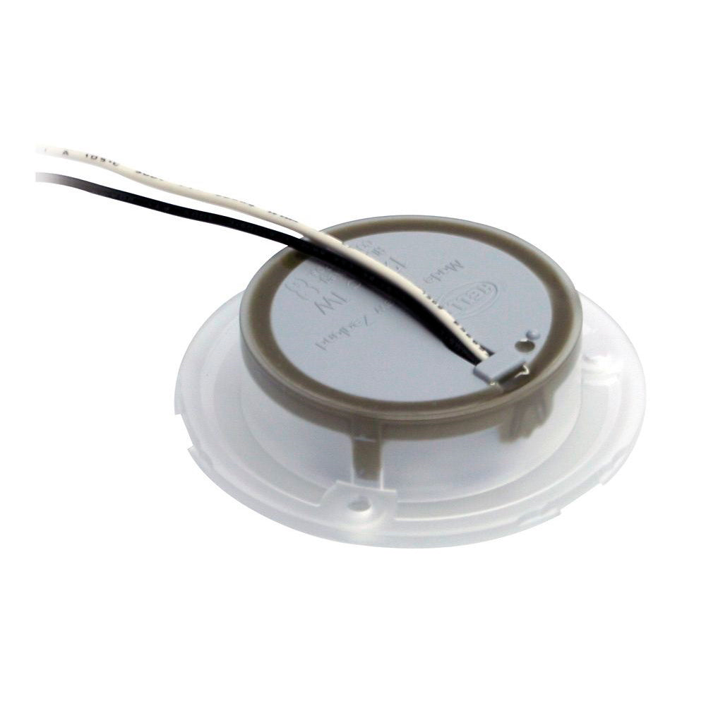 Hella Marine Blue LED Round Courtesy Lamp with white bezel, 24V interior courtesy light for marine or boat use.