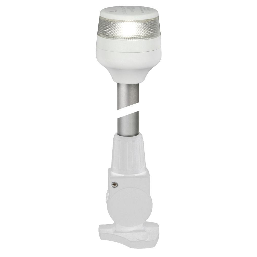 Hella Marine 2nm all-round white fold-down pole navigation lamp with white base, compact 8-inch marine navigation light.