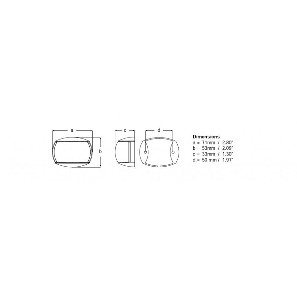 Hella Marine NaviLED Compact 2nm towing navigation lamp with black shroud, marine navigation light for boats and vessels.