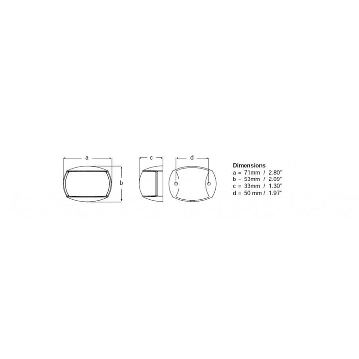 Hella Marine NaviLED Compact 2nm towing navigation lamp with black shroud, marine navigation light for boats and vessels.