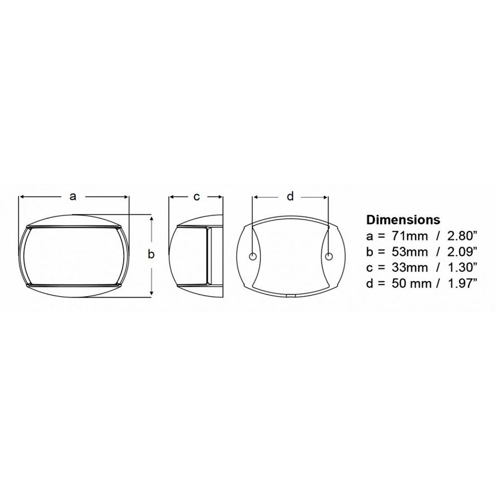 Hella Marine NaviLED port and starboard navigation lights with clear lenses and white housing, rated for 2 nautical miles.