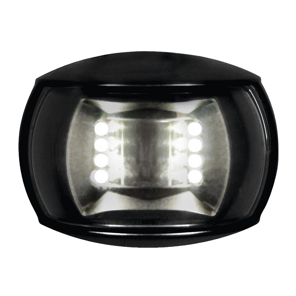 Hella Marine NaviLED stern navigation lamp with black housing, 2 nautical mile visibility, designed for marine navigation.