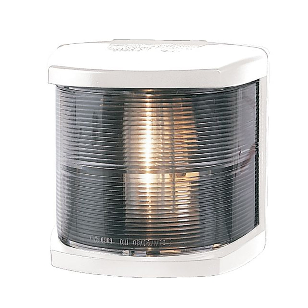 Hella Marine stern navigation light with white housing, incandescent bulb, 2 nautical mile visibility, 12V power for boat safety
