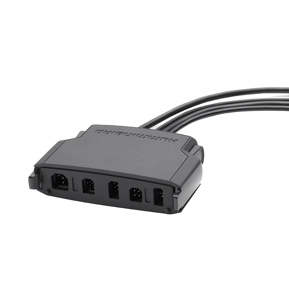 Humminbird HCCT Cable Connect Tray for HELIX fishfinder accessories, shown with cable connection setup on a white background.