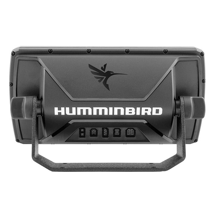 Humminbird HELIX 7 CHIRP MEGA DI GPS fishfinder combo displaying detailed sonar screen and GPS map on the device screen.