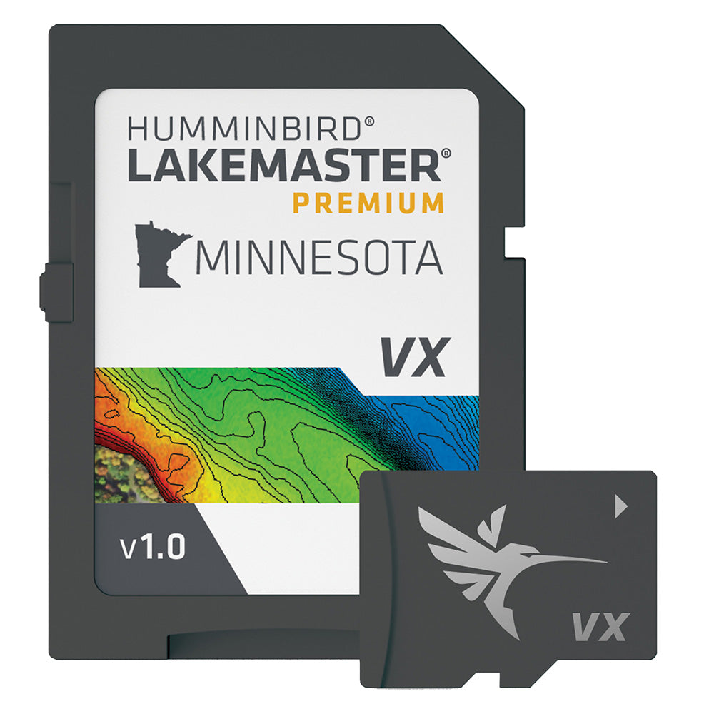 Humminbird LakeMaster VX Premium Minnesota map card for Humminbird fish finders with detailed lake data.