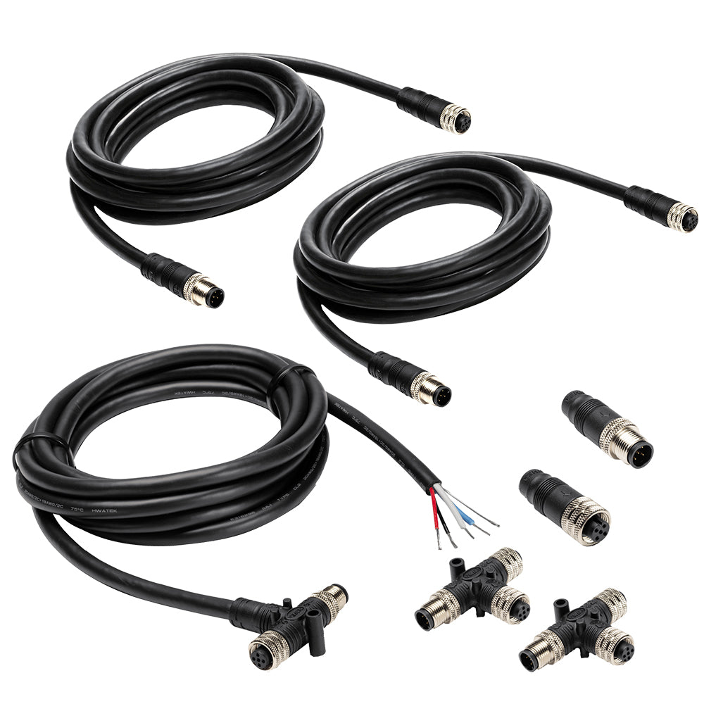 Humminbird NMEA 2000 Starter Kit with dual unit NMEA cables and sensors for marine navigation and communication systems.