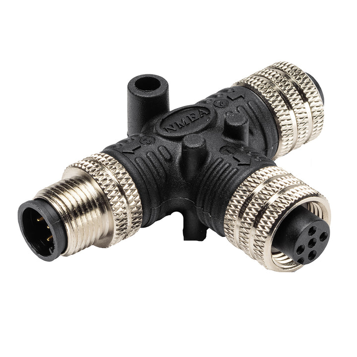 Humminbird NMEA 2000 T-Connector male for marine electronics, part of Humminbird NMEA cables and sensors for boat networking.