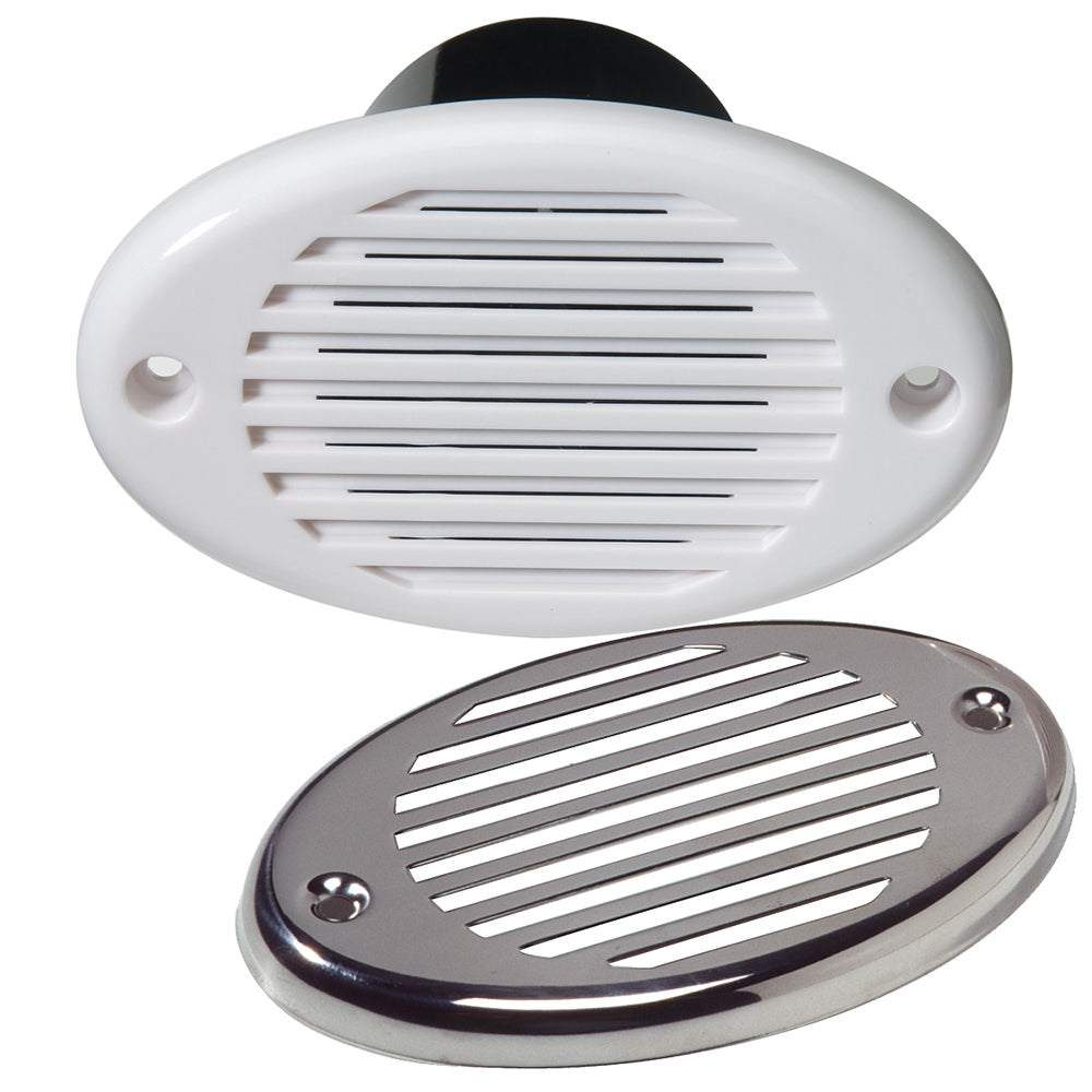 Innovative Lighting Marine Hidden Horn in white with stainless steel overlay, compact marine horn with sleek design and durable finish.