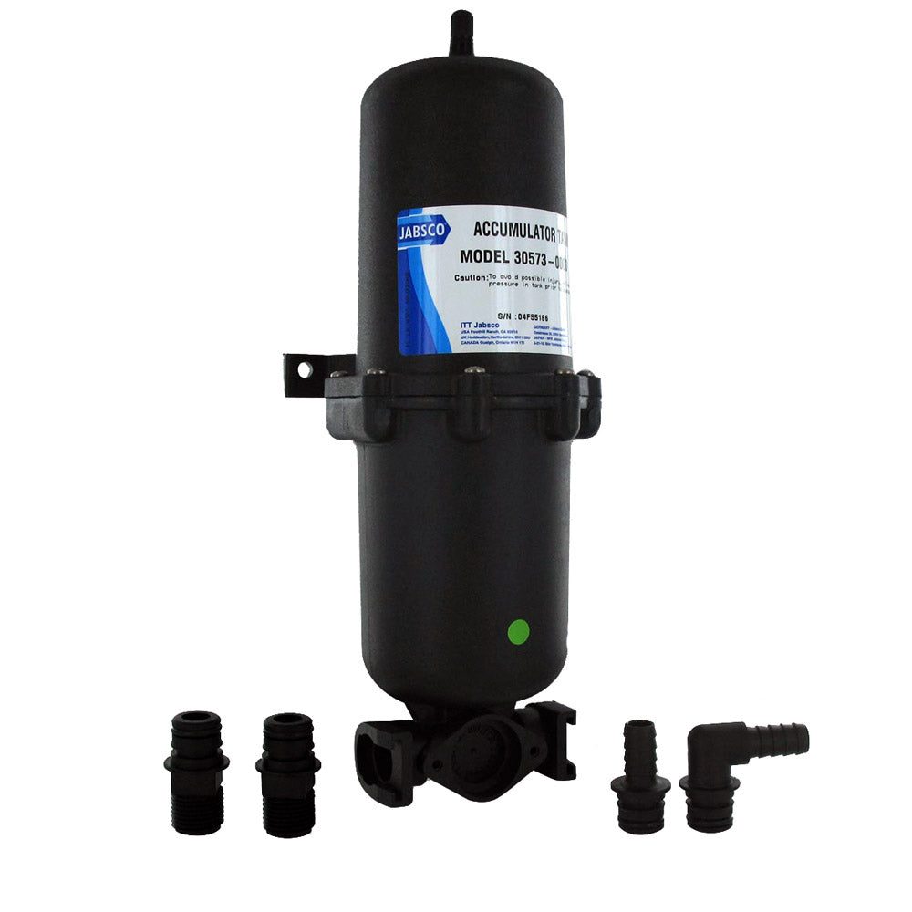 Jabsco 1L accumulator tank with internal bladder, a versatile accessory for pressurized water systems.