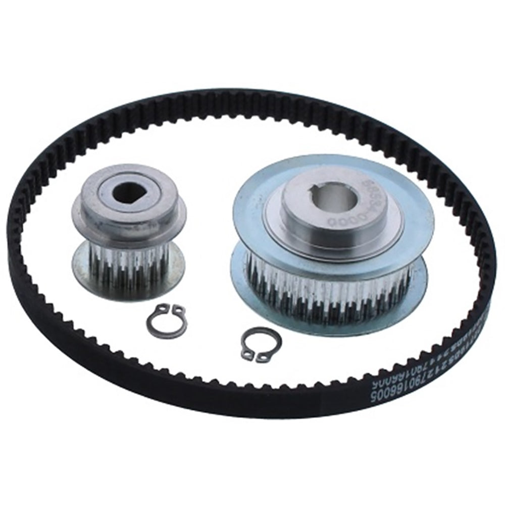 Jabsco 58541-1000 pulley and belt kit for marine engine accessories, featuring pulleys and belts in a compact set.
