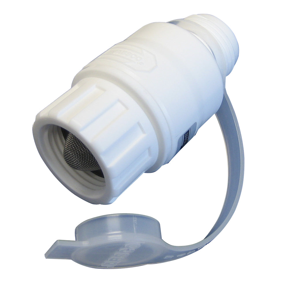 Jabsco in-line water pressure regulator in white, 45 psi, designed for plumbing accessories and water system control.
