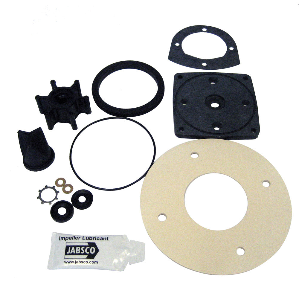 Jabsco service kit for electric toilet 37010 series, including replacement parts and accessories for maintenance.