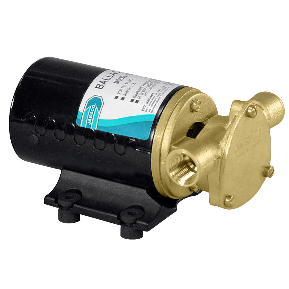 Jabsco Wakeboard Ballast Puppy pump with reversing switch, 12V, used for ballast system in boats, compact and durable design.