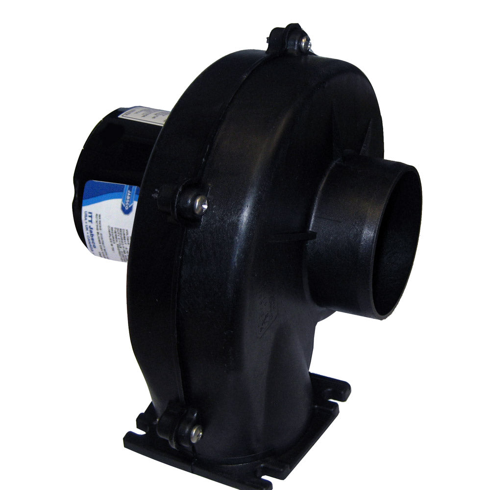 Jabsco 3-inch flangemount blower with 100 CFM airflow, 115V, used in ventilation and industrial heating applications.