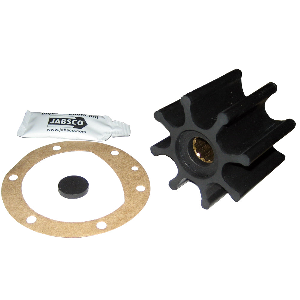 Jabsco 8-blade neoprene impeller kit with 2-9/16" diameter, 2" width, and 5/8" shaft diameter for marine pumps.