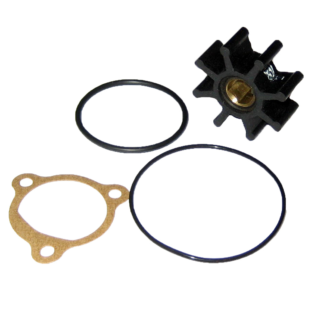 Jabsco 8-blade nitrile impeller kit for 1-1/4 inch diameter pumps, showing blades and rubber material for marine or industrial use.