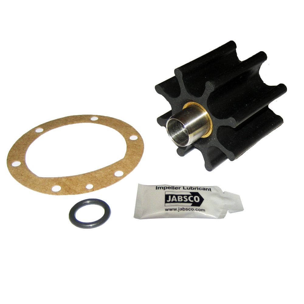 Jabsco Impeller Kit with 8 blades, nitrile material, 2-9/16" diameter, for Ding Drive marine pump replacement.