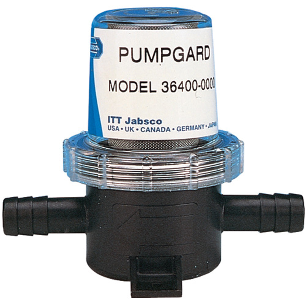 Jabsco Pumpguard In-Line Strainer with 1/2" NPT fitting, designed for marine and industrial fluid filtering.