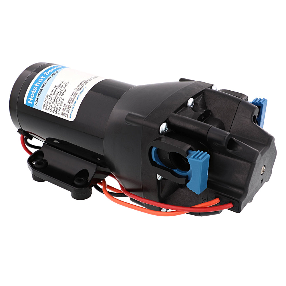 Jabsco HotShot HD4 12V heavy-duty washdown pump with 4 GPM flow and 60 PSI pressure, designed for marine and industrial use