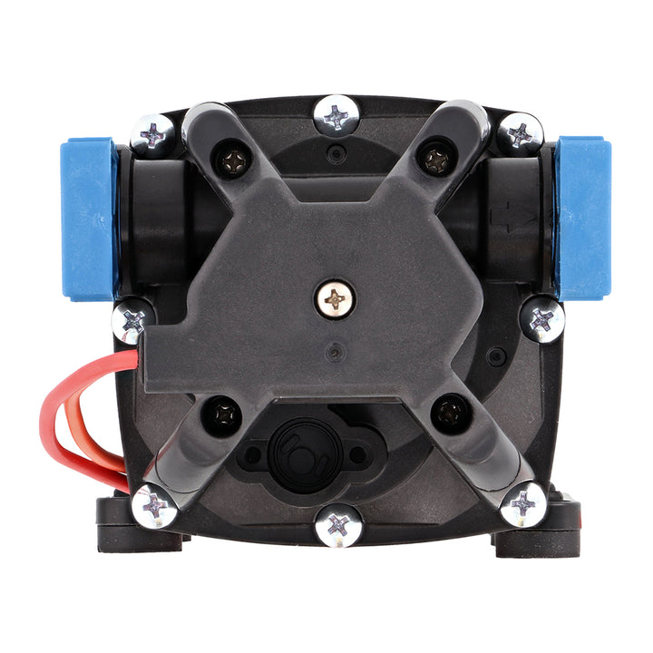 Jabsco HotShot HD4 heavy-duty washdown pump with 25-foot hose coil, 12V, 4 GPM, 60 PSI for pressure cleaning.