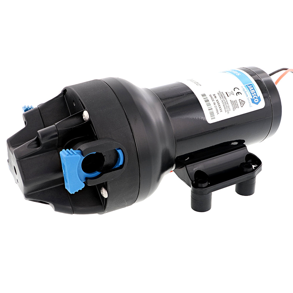 Jabsco HotShot HD5 heavy-duty 12V washdown pump with 5 GPM flow and 70 PSI pressure, designed for pressure washing.