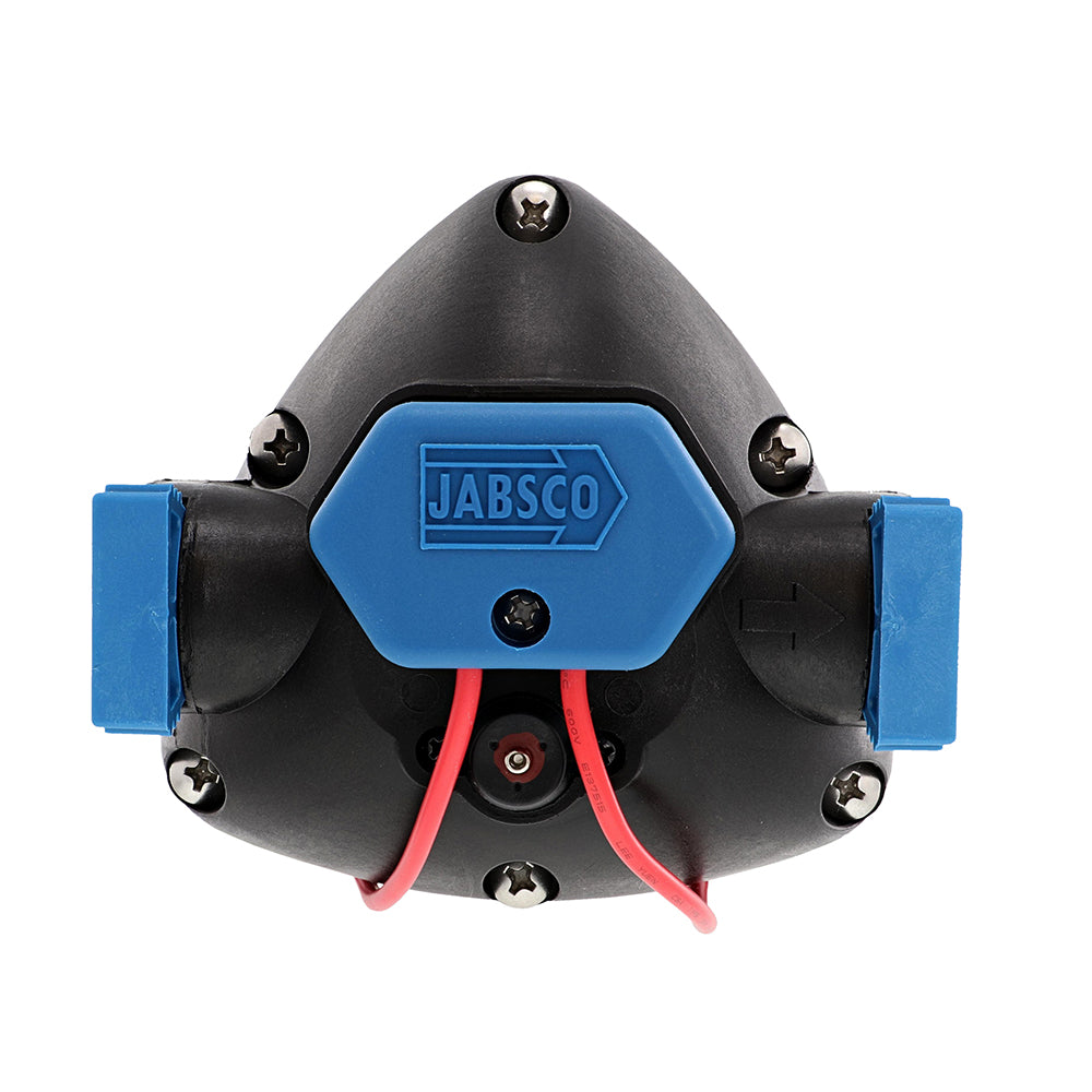 Jabsco Par-Max 3 12V water pressure pump for washdown, with 3 GPM flow and 25 PSI, shown in a close-up view.