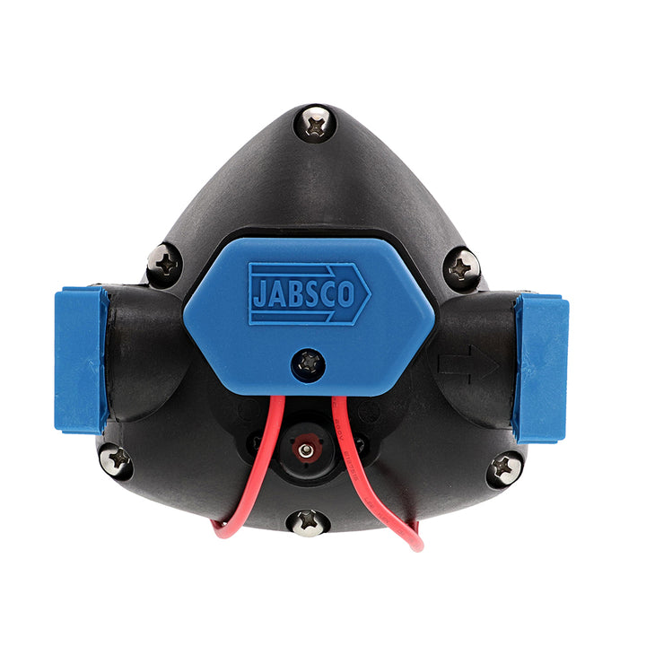 Jabsco Par-Max 3 12V water pressure pump for washdown, with 3 GPM flow and 25 PSI, shown in a close-up view.