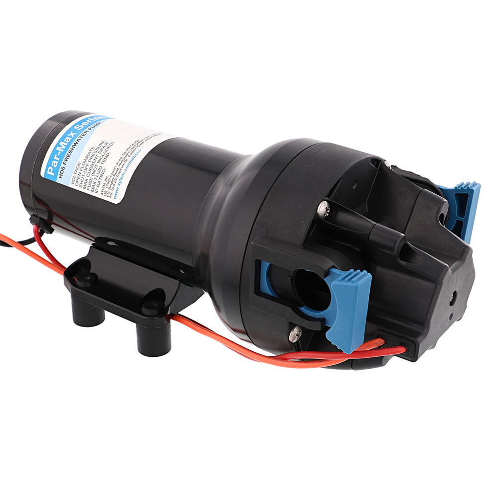 Jabsco Par-Max HD6 heavy-duty 12V water pressure pump for washdown, 6 GPM flow, 60 PSI, durable marine-grade pressure pump.