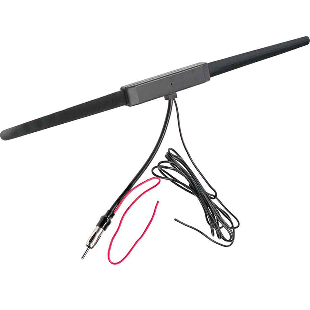 JENSEN AM/FM amplified antenna for radio reception, black plastic with mounting base, accessory for improved signal quality