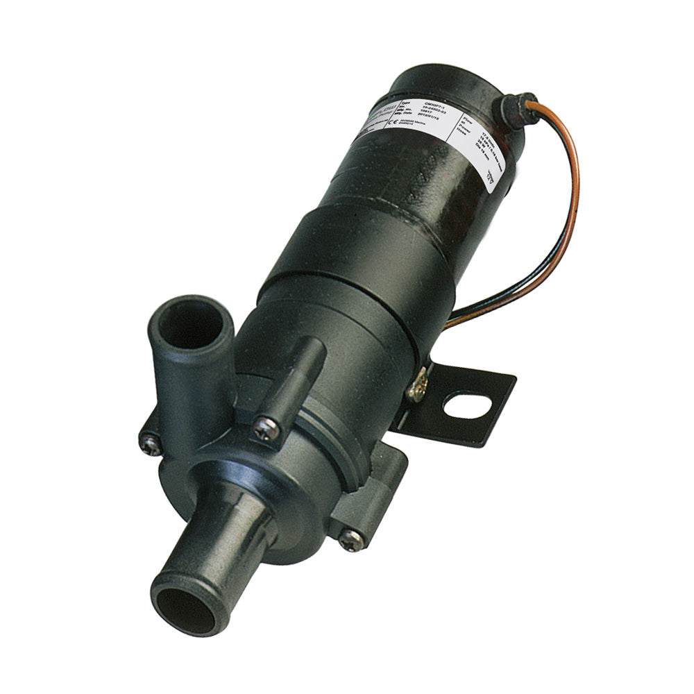 Johnson Pump CM10P7-1 12V circulation pump accessory, showing compact pump with inlet and outlet ports for fluid circulation.