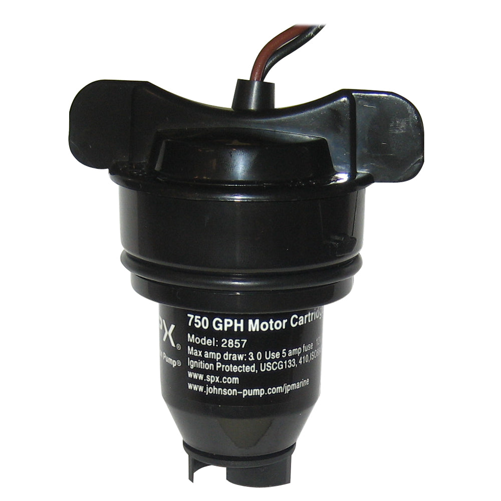 Johnson Pump 750 GPH bilge pump motor cartridge, compact and durable for boat bilge pumping systems.