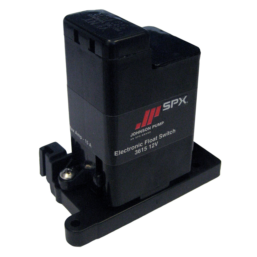 Johnson Pump electro-magnetic float switch for bilge pumps, 12V, showing the compact switch with wiring and mounting components.