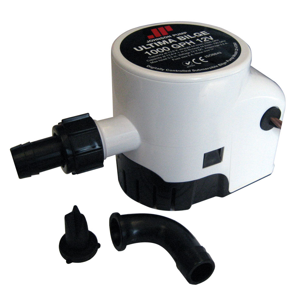 Johnson Pump Ultima Bilge Pump 1000 GPH with 3/4" hose port, durable design for efficient bilge water removal.