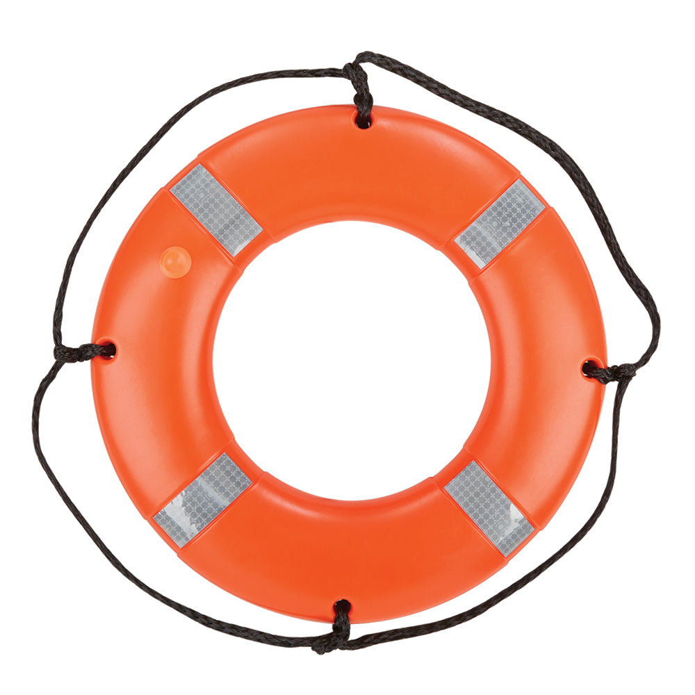 Orange Kent Ring Buoy, 24-inch personal flotation device with reflective safety features, ideal for water safety and rescue.