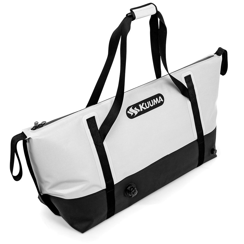 Kuuma Fish Bag 80 Quart cooler from Kuuma Products, with insulated exterior and secure lid for storing caught fish.
