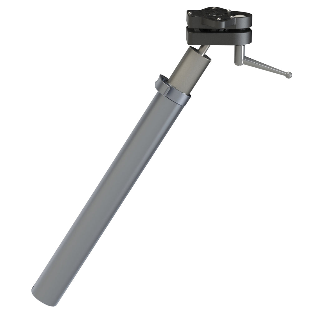 Kuuma Adjustable Grill Rod Holder Mount on deck, compatible with Kuuma Products grills, securely holds grilling rods in a marine setting.