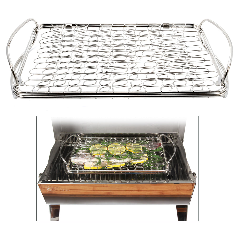 Kuuma Fish Basket for deck or galley use, made by Kuuma Products, shown with fishing catch and stainless steel design.