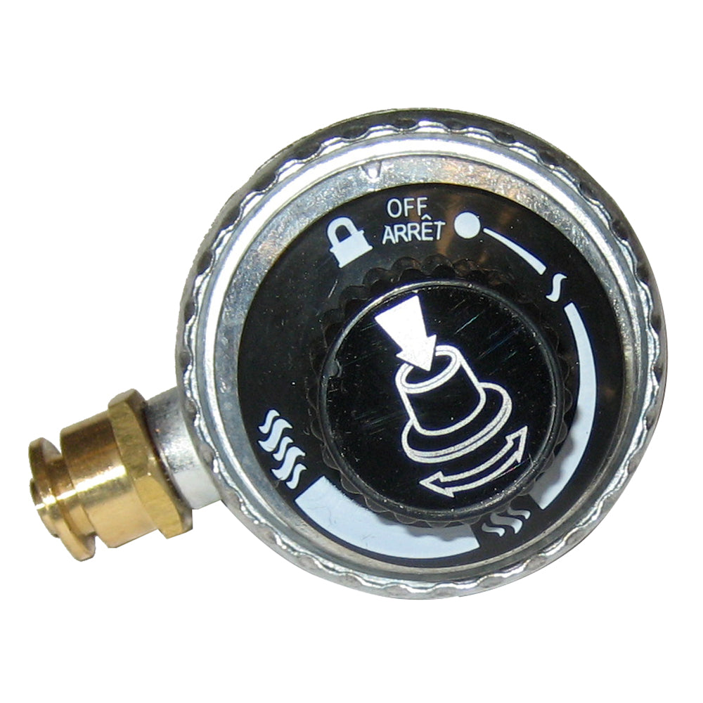 Kuuma LP gas regulator for Elite 216 and Profile 216 deck or galley appliances, black and silver metal component.