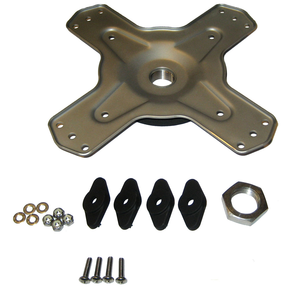 KVH TracNet Coastal Mounting Bracket for radar and TV mounts, black metal with mounting holes and sturdy design