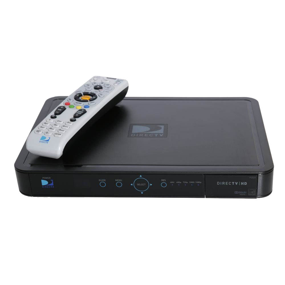 KVH H24 DIRECTV satellite receiver with IR and RF remote, 110V AC power, remanufactured for reliable TV signal access.