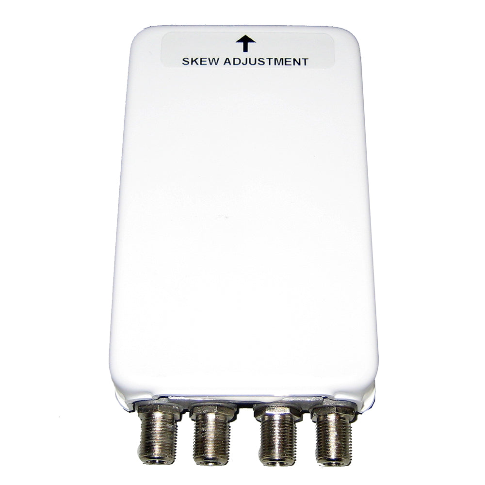 KVH TV5 Linear Universal Quad Output LNB Conversion Kit for satellite TV antennas, black and compact, with multiple connection ports
