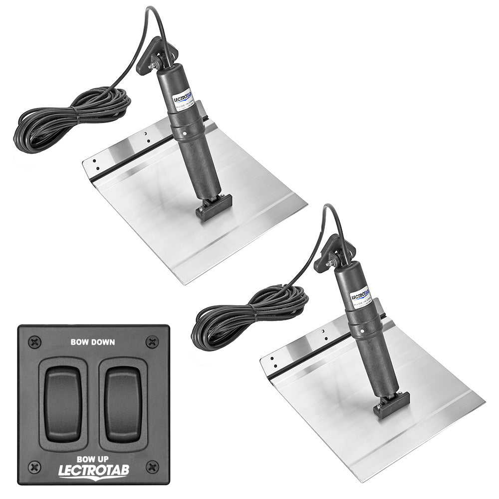 Lectrotab XKA aluminum alloy trim tab kit with rocker switch, 9 x 18 inches, for boat transom alignment and stability.