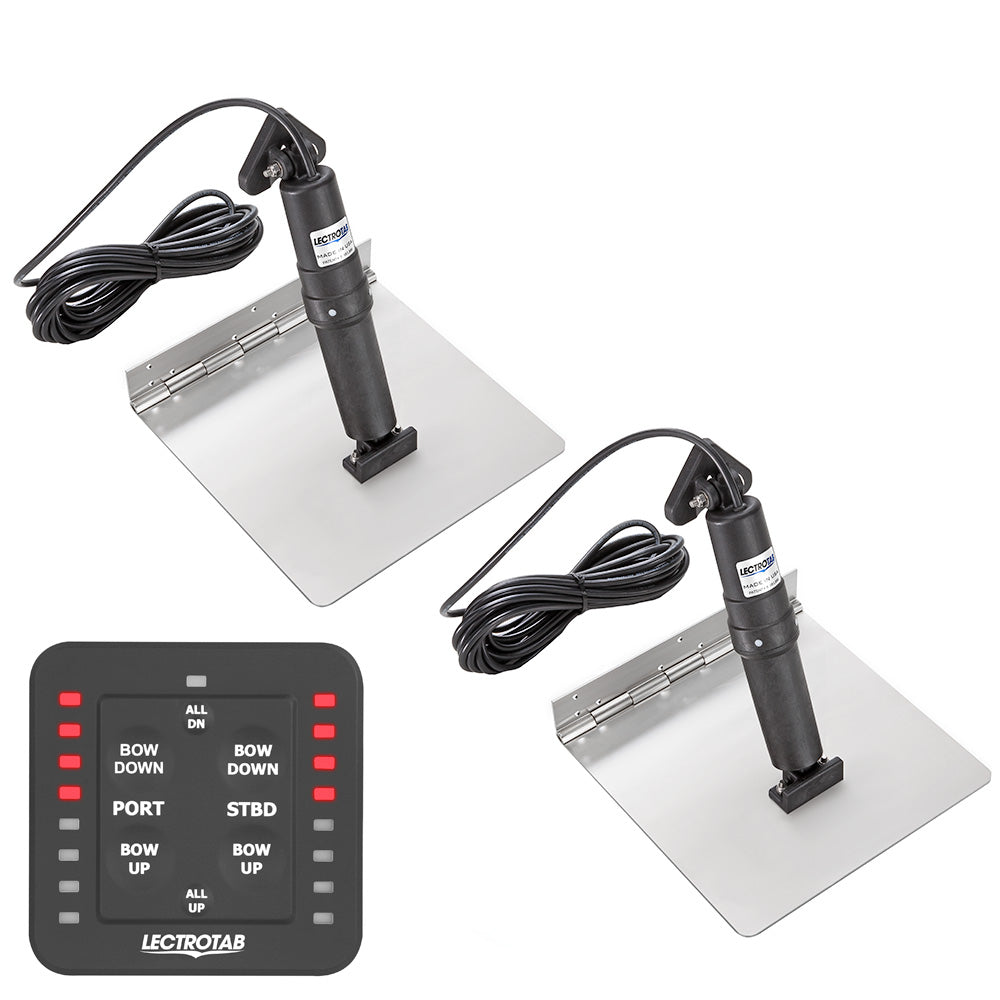 Lectrotab XKA stainless steel trim tab kit with one-touch control, 12 x 18 inches, for boat stern adjustment.